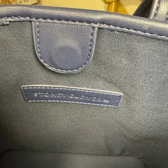 Stoney Clover Lane Little Tote-Blue/Plaid-Heart Charm Mini purse/ Bag - Picture 3 of 6